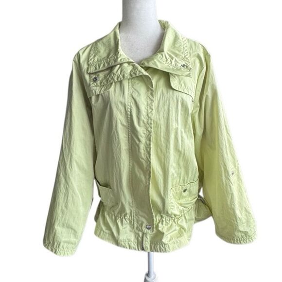Chico's Jackets & Blazers - Zenergy by Chico’s Windbreaker Neon Green Adjustable Snaps Jacket SZ 3 XL